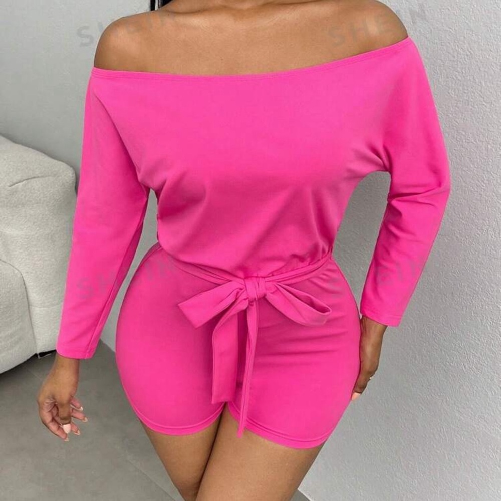 SHEIN Slayr Off Shoulder Belted Romper xsmall
